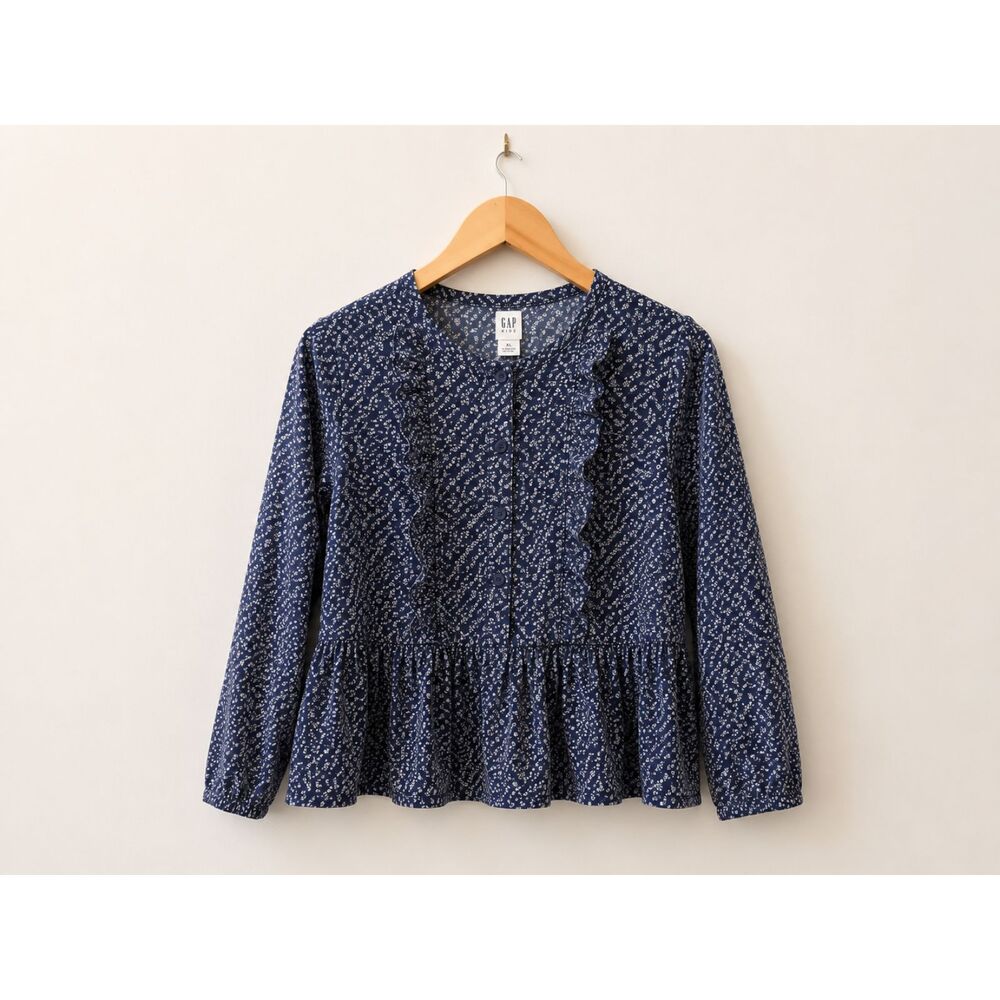 GAP Kids Floral Peplum Top | XL (12) | Navy | EUC